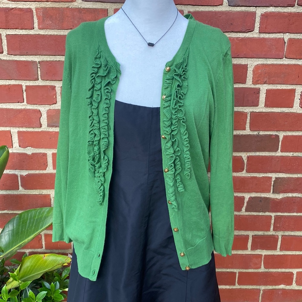 Talbots Green Ruffle Sweater